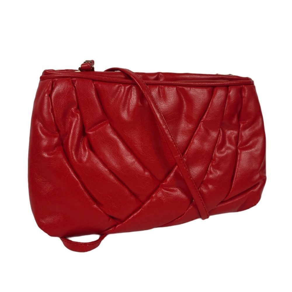 Vintage Red Pleated Women's Crossbody Pusre
